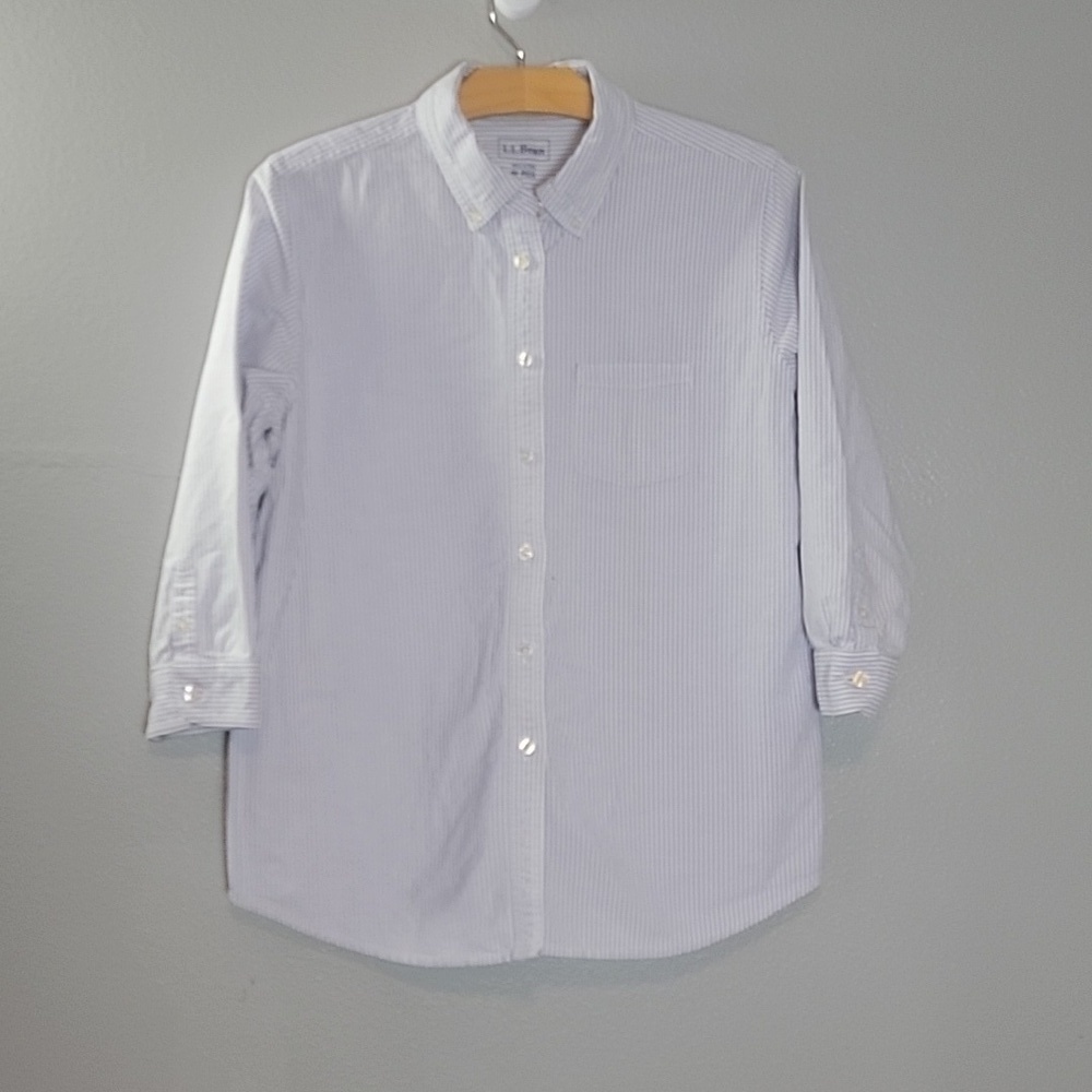 L.L Bean striped button front shirt